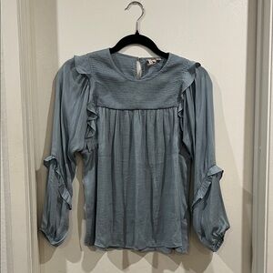 Dolan Blue Ruffled Blouse size XS petite
